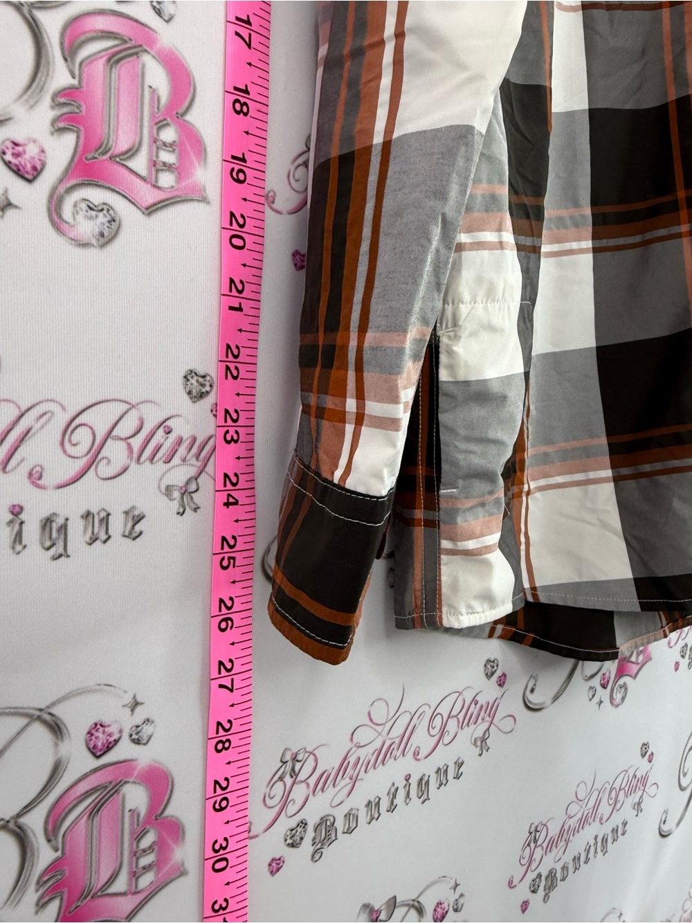 Eddie Bauer classic fit shirt top Plaid Button-Up Shirt in White, Gray & Brown - Picture 4 of 14